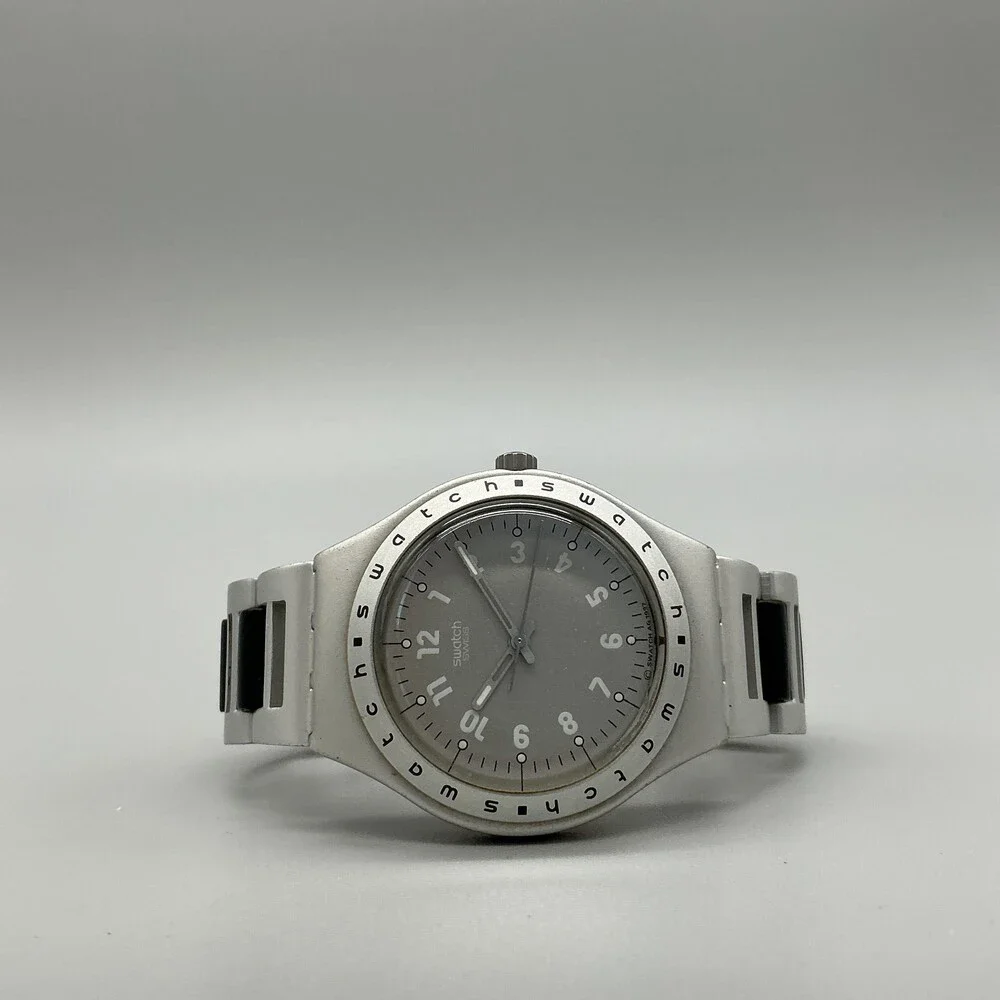 Vtg Swatch Irony Sabbia Aluminium Mens Watch 37mm Silver Tone New Battery
